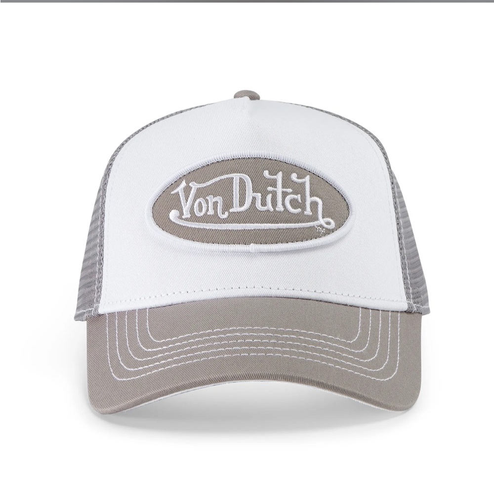 Von Dutch White and grey Logo Trucker Cap